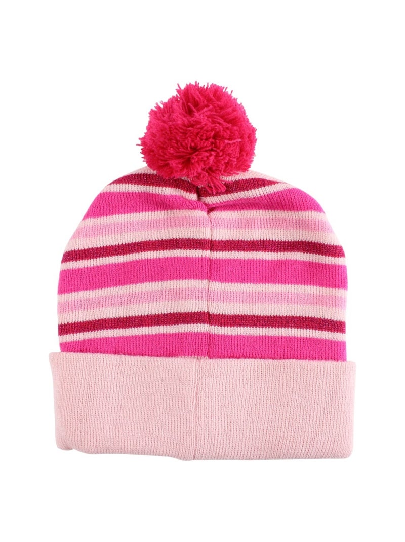 Disney - bonnet en maille rayé à pompon imprimé Rose clair - Kiabi