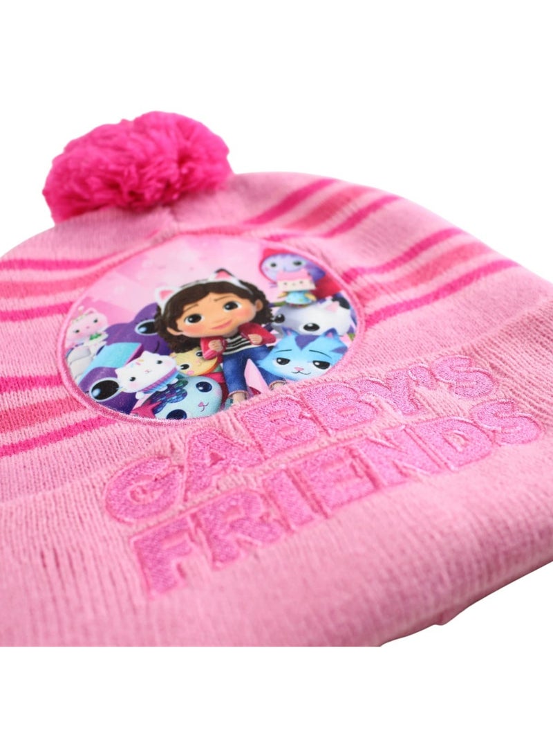 Disney - bonnet en maille rayé à pompon imprimé Rose clair - Kiabi