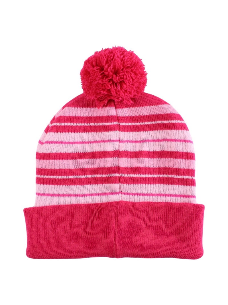 Disney - bonnet en maille rayé à pompon imprimé Rose fushia - Kiabi