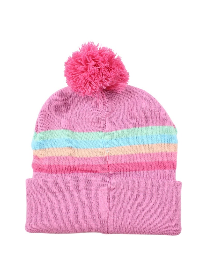 Disney - bonnet en maille rayé à pompon imprimé Rose - Kiabi