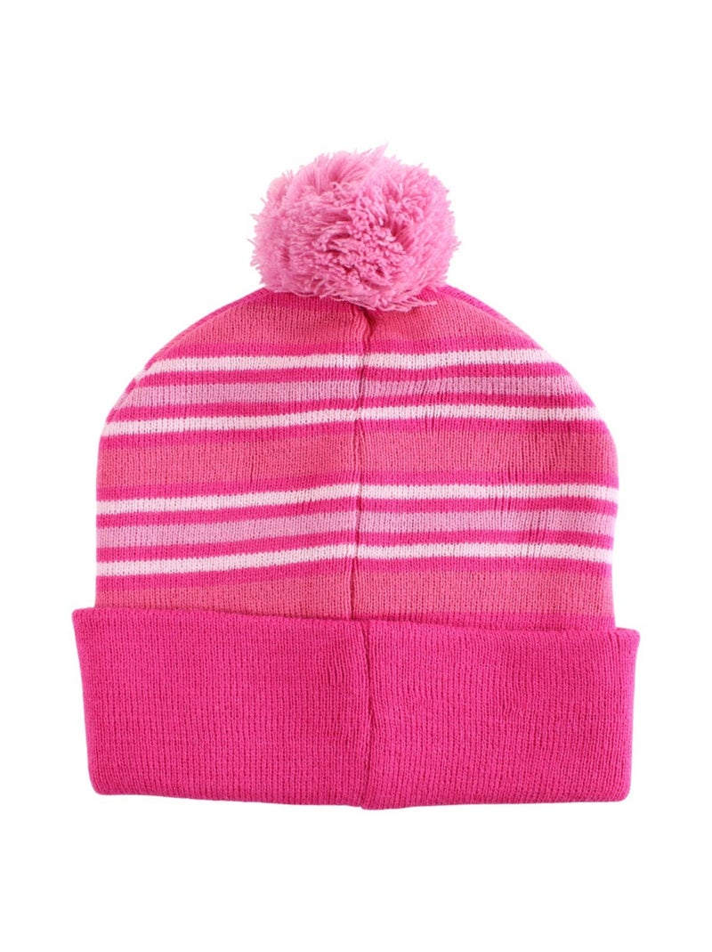 Disney - bonnet en maille rayé à pompon imprimé Rose - Kiabi