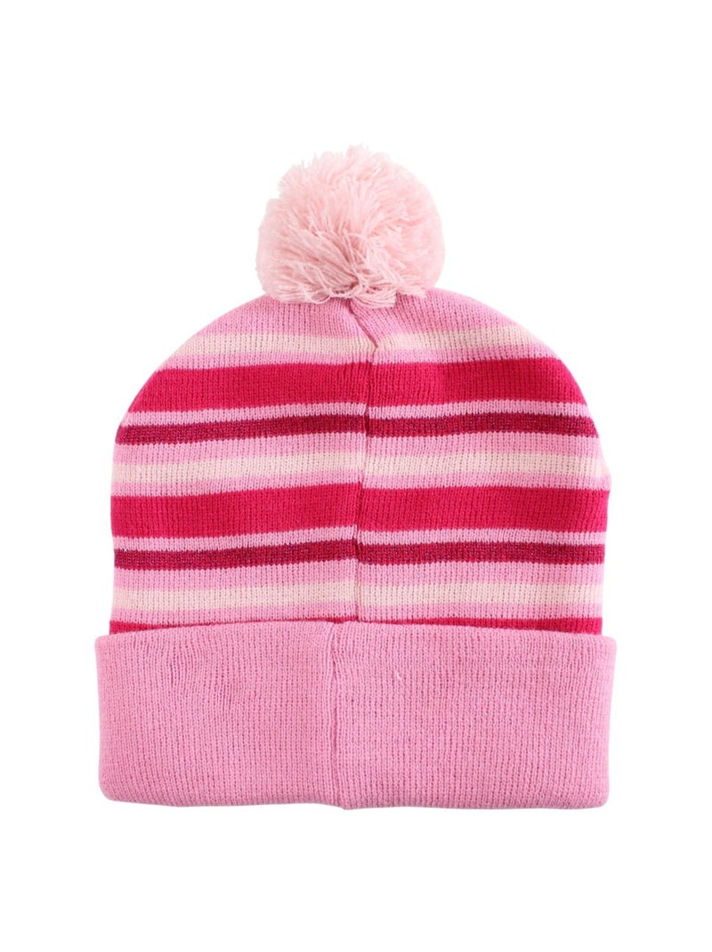 Disney - bonnet en maille rayé à pompon imprimé Rose - Kiabi