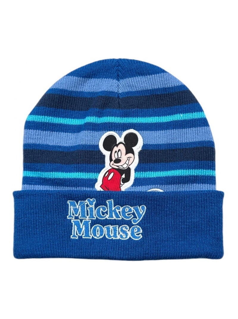 Disney - bonnet en maille rayé imprimé à revers Bleu marine - Kiabi