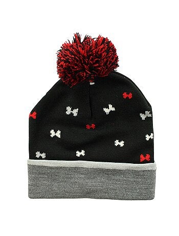 Disney - Bonnet enfant avec pompon noir et rouge motif personnage