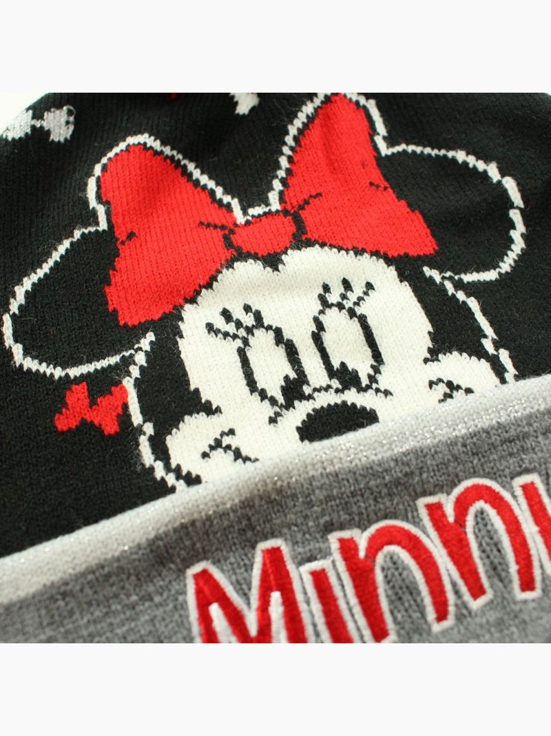 Disney - Bonnet enfant avec pompon noir et rouge motif personnage Noir - Kiabi