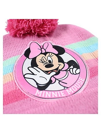 Disney - Bonnet enfant rose avec pompon motif personnage