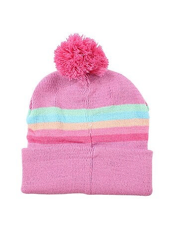 Disney - Bonnet enfant rose avec pompon motif personnage
