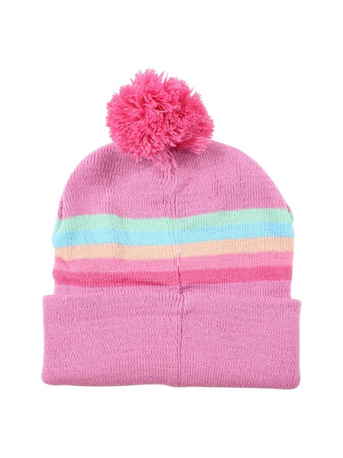Disney - Bonnet enfant rose avec pompon motif personnage - Kiabi