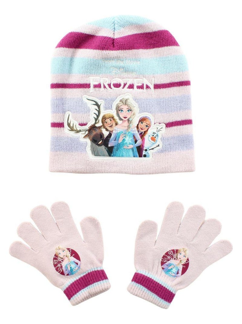 Disney - Bonnet gant fille Imprimé La Reine Des Neiges Rose - Kiabi