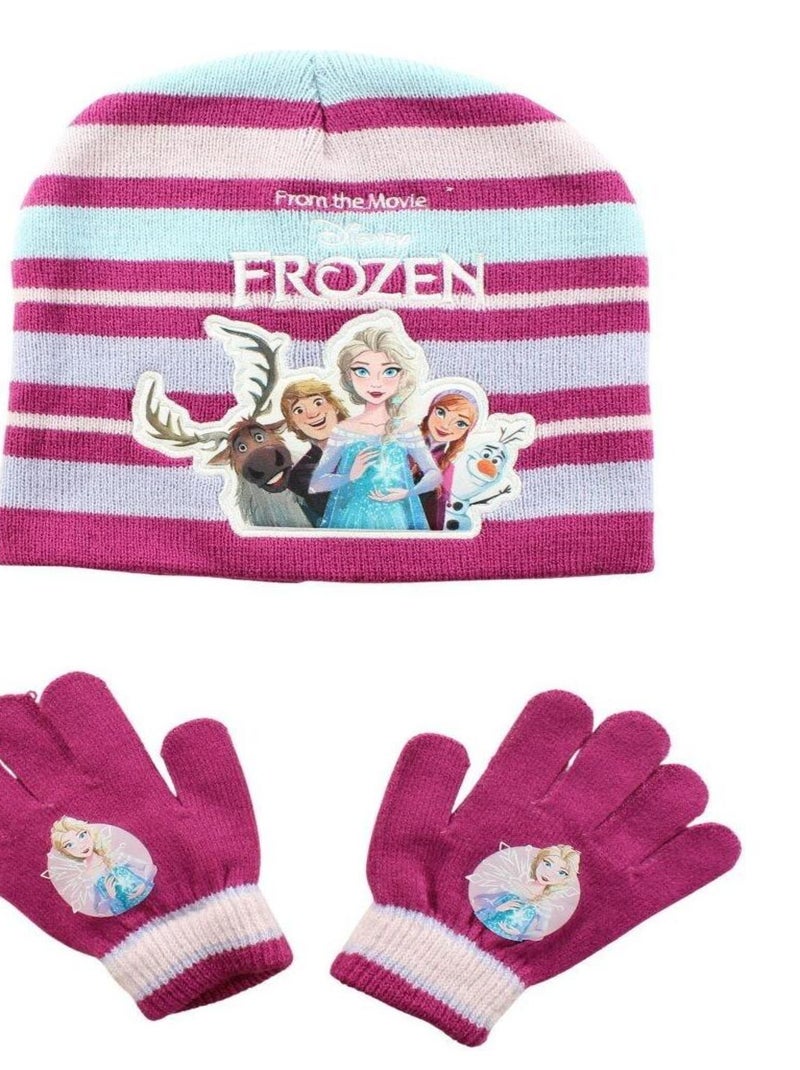 Disney - Bonnet gant fille Imprimé La Reine Des Neiges Violet - Kiabi