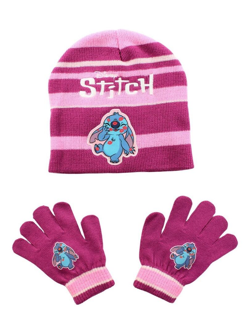 Ensemble bonnet, gants et écharpe Lilo & Stitch Lilas - Achetez en ligne