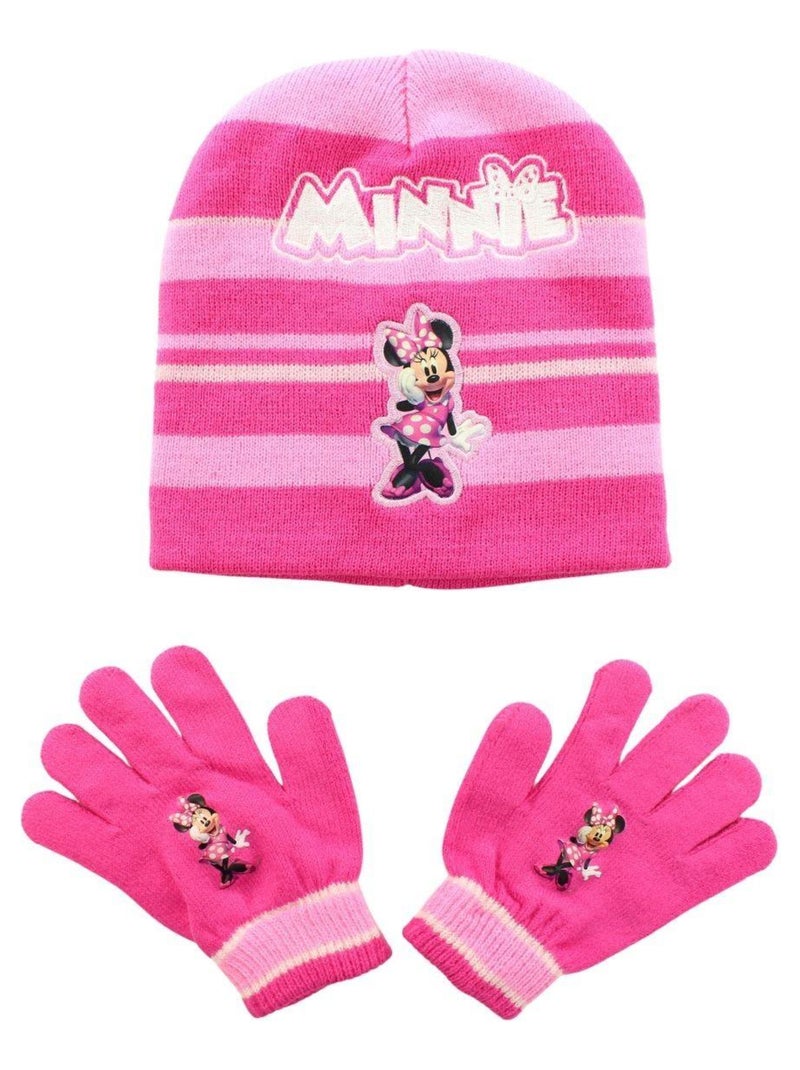 Disney - Bonnet gant fille Imprimé Minnie Rose foncé - Kiabi