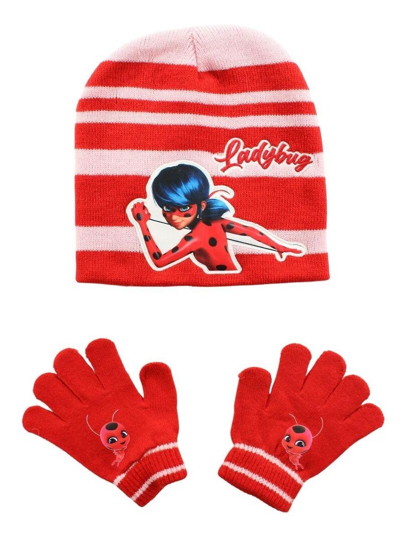 ensemble bonnet gants écharpe miraculous ladybug rouge