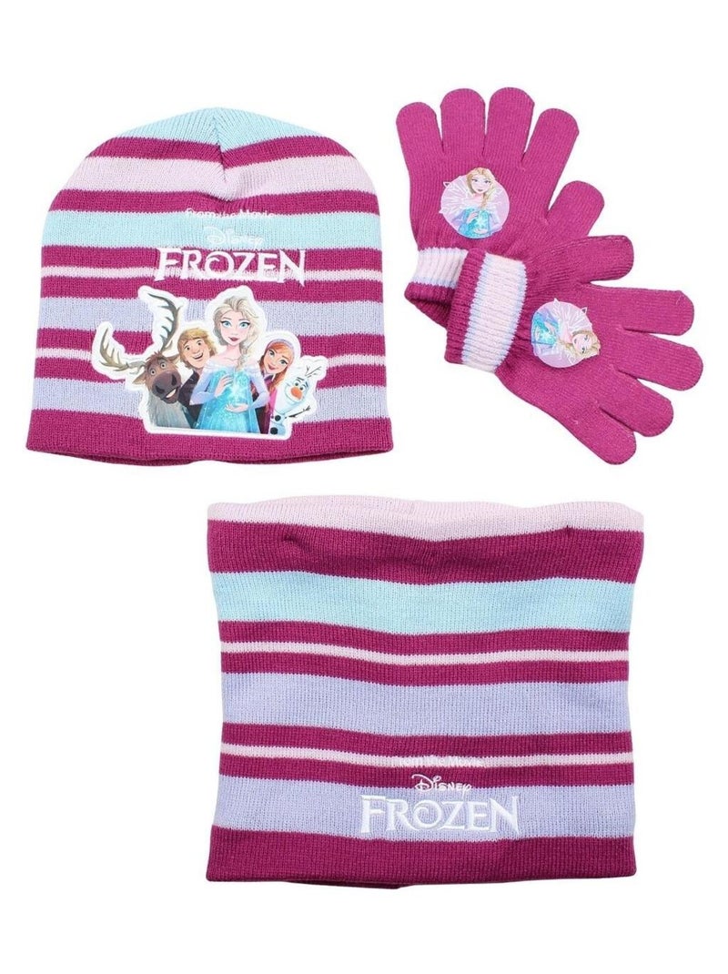 Disney - Bonnet gant Snood fille La Reine des Neiges Violet - Kiabi