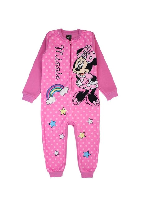 Disney - Combinaison bébé fille rose zippée à pois motif personnage - Kiabi
