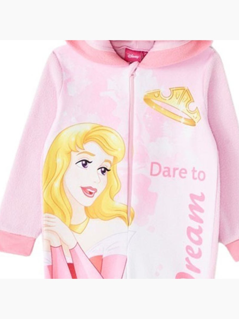 Disney - Combinaison polaire avec capuche fermeture Zip Rose - Kiabi