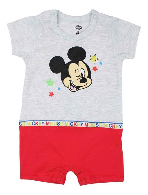 Disney - Combishort bébé garçon imprimé Mickey en coton - Kiabi