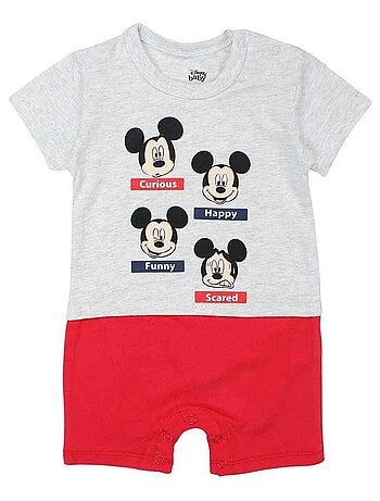Disney - Combishort bébé garçon imprimé Mickey en coton - Kiabi