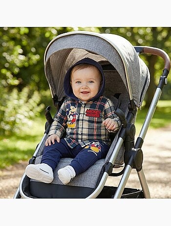 Disney - Ensemble bébé garçon chemise à carreaux avec capuche et pantalon motif personnage