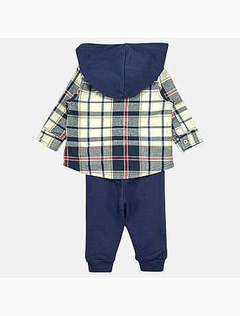 Disney - Ensemble bébé garçon chemise à carreaux avec capuche et pantalon motif personnage