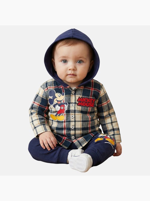Disney - Ensemble bébé garçon chemise à carreaux avec capuche et pantalon motif personnage - Kiabi