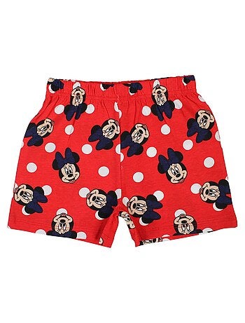Disney - Ensemble enfant t-shirt blanc et short rouge à pois motif personnage