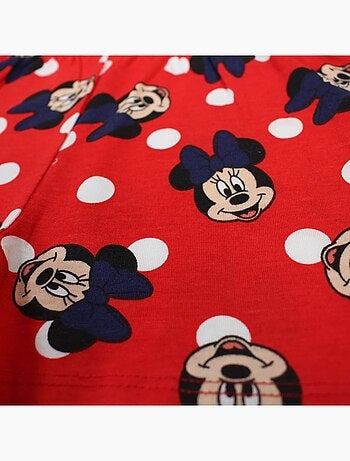 Disney - Ensemble enfant t-shirt blanc et short rouge à pois motif personnage