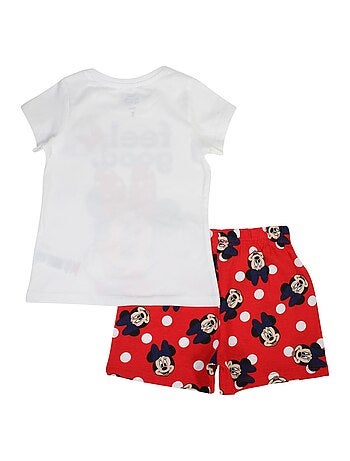 Disney - Ensemble enfant t-shirt blanc et short rouge à pois motif personnage