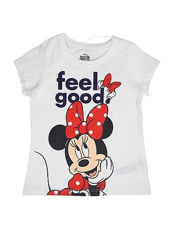 Disney - Ensemble enfant t-shirt blanc et short rouge à pois motif personnage