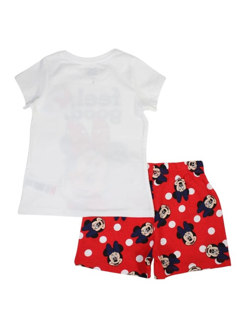 Disney - Ensemble enfant t-shirt blanc et short rouge à pois motif personnage - Kiabi