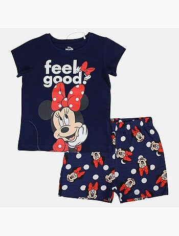 Disney - Ensemble enfant t-shirt bleu et short bleu à pois motif personnage