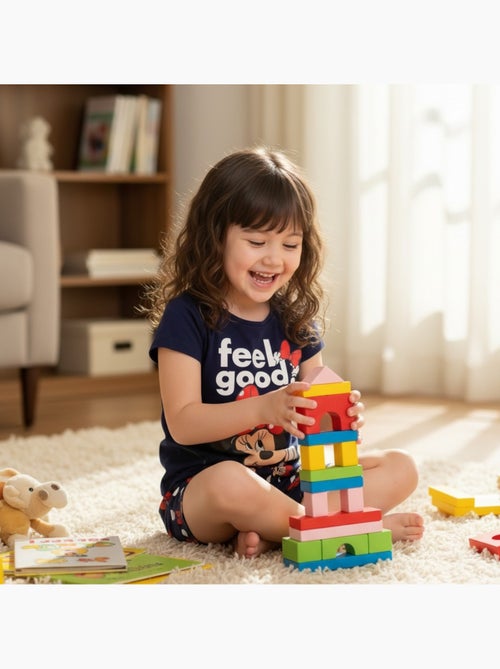 Disney - Ensemble enfant t-shirt bleu et short bleu à pois motif personnage - Kiabi