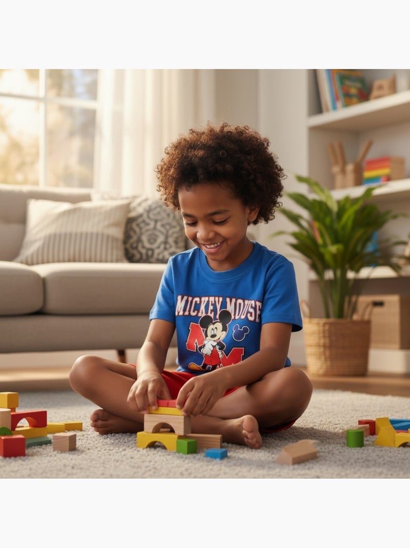 Disney - Ensemble enfant t-shirt gris et short Bleu - Kiabi