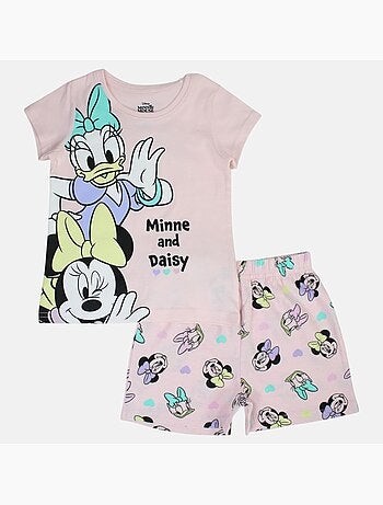 Disney - Ensemble enfant t-shirt rose et short motif personnage