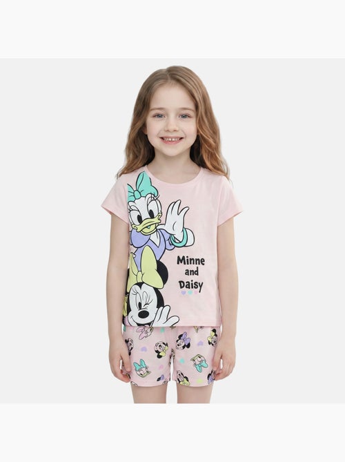 Disney - Ensemble enfant t-shirt rose et short motif personnage - Kiabi