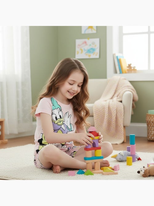 Disney - Ensemble enfant t-shirt rose et short motif personnage - Kiabi