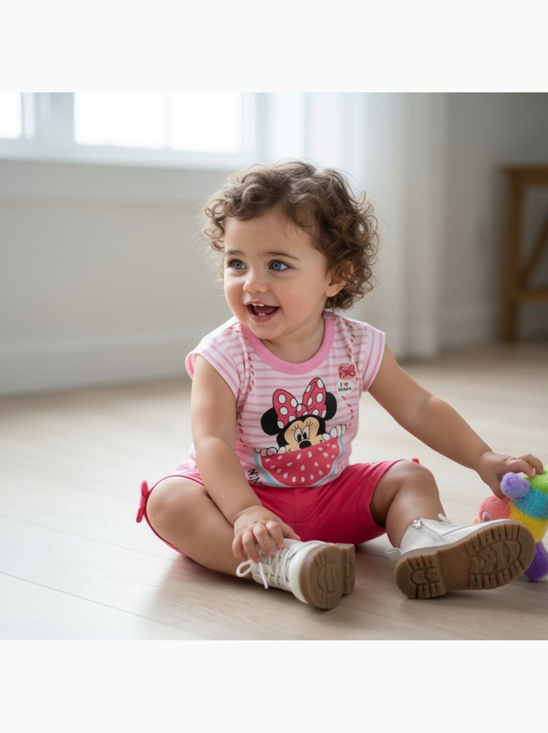 Disney - Ensemble enfant t-shirt + short imprimé personnage dessin animé Rose - Kiabi