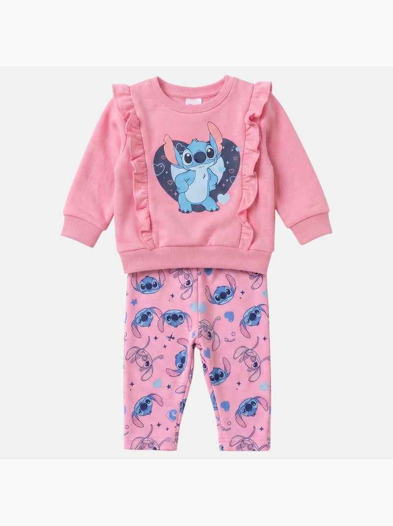 Disney - ensemble sweat et pantalon de jogging, finitions volantées et finitions bord-côte Rose - Kiabi