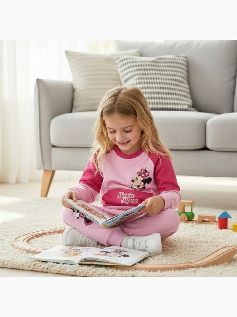 Disney - Ensemble Sweat et pantalon de jogging Minnie Fille Rose - Kiabi