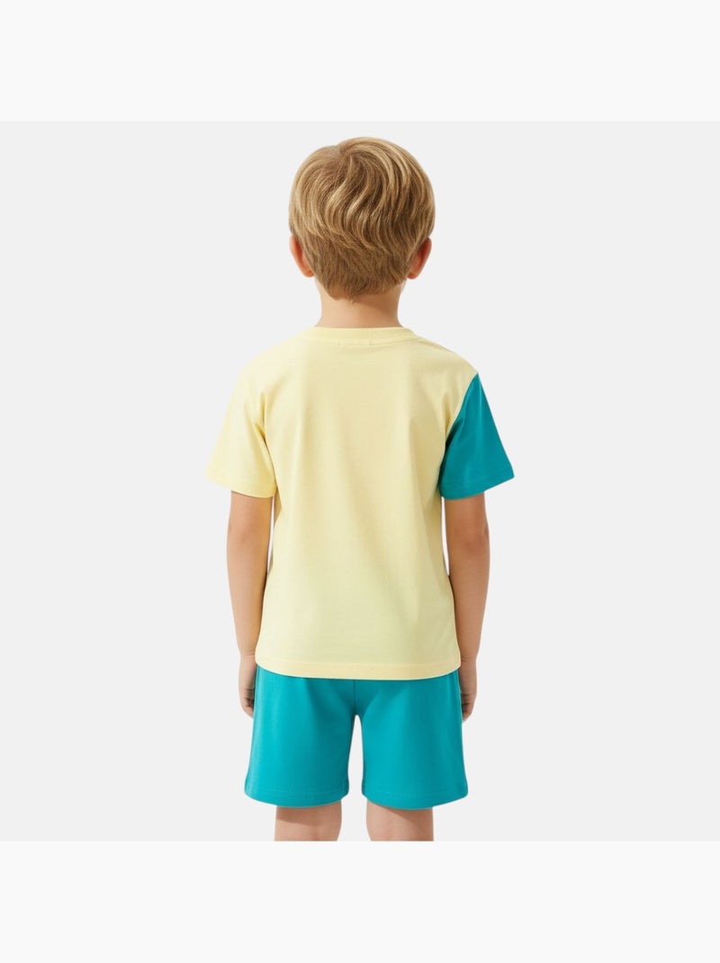 Disney - Ensemble T-shirt 2 couleurs et short assorti avec personnage Bleu turquoise - Kiabi