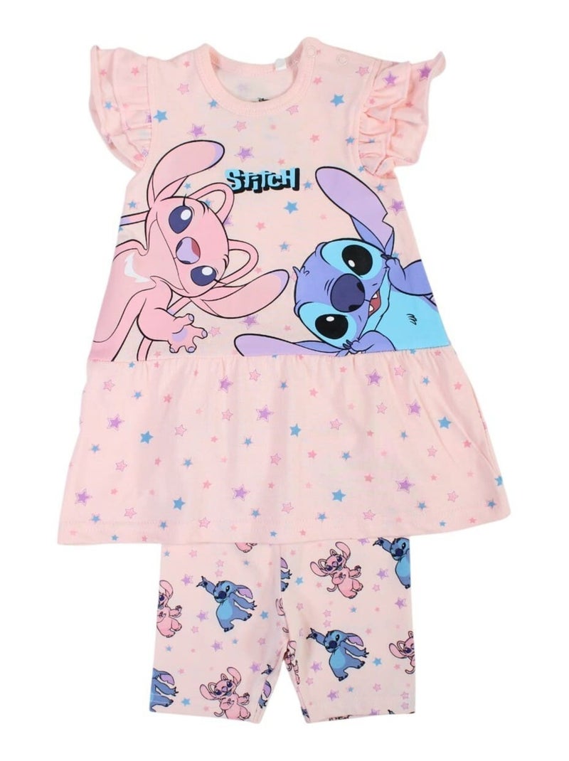 Disney - Ensemble T-shirt et Legging bébé Fille Lilo et Stich Rose - Kiabi