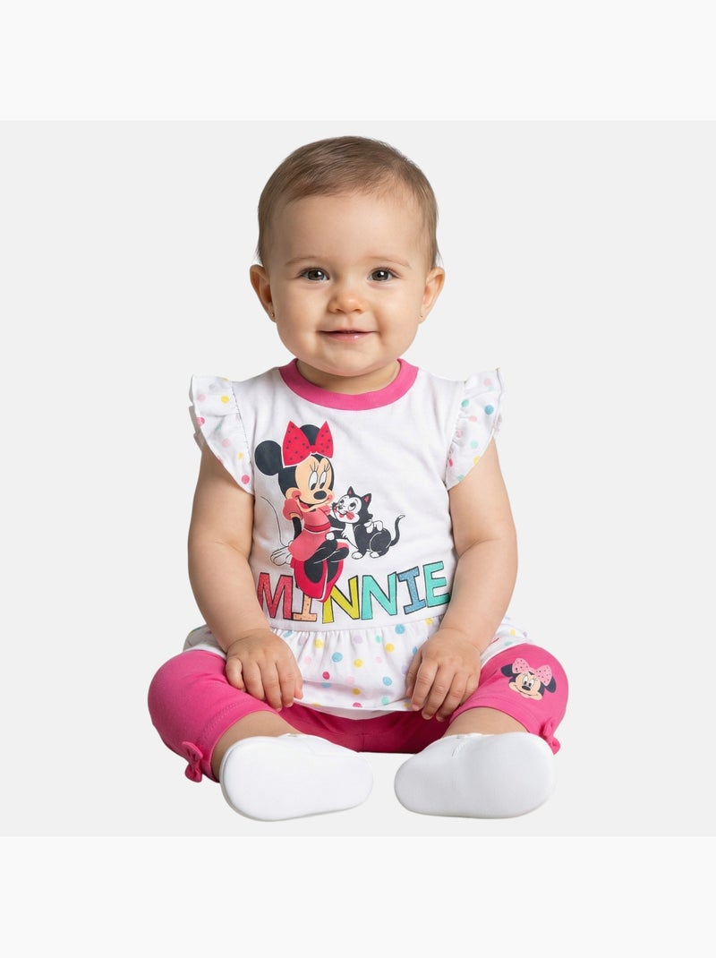 Disney - Ensemble T-shirt et Legging bébé Fille Minnie Blanc - Kiabi