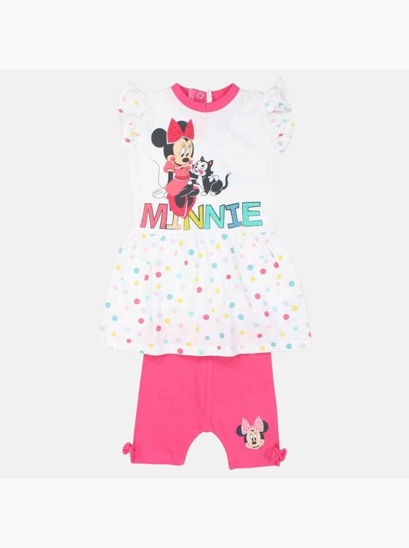 Disney - Ensemble T-shirt et Legging bébé Fille Minnie Blanc - Kiabi