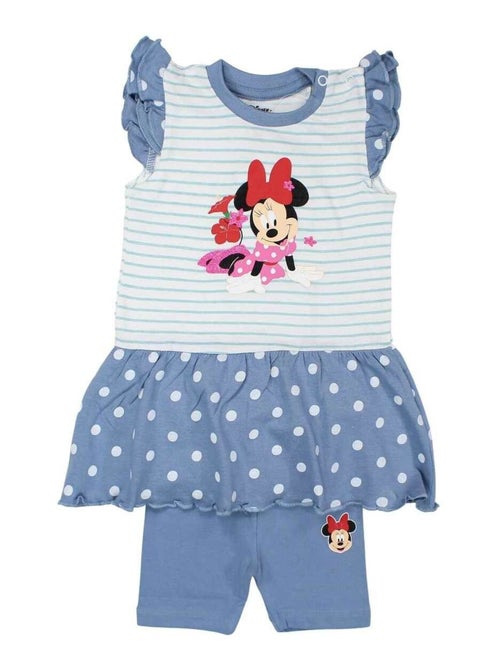Disney - Ensemble T-shirt et Legging bébé Fille Minnie Bleu - Kiabi