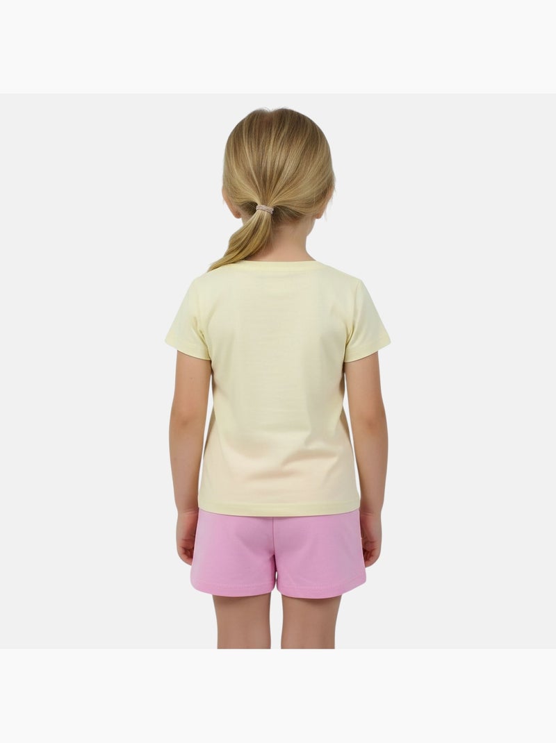 Disney - Ensemble T-shirt et short assorti avec personnage fille Jaune - Kiabi