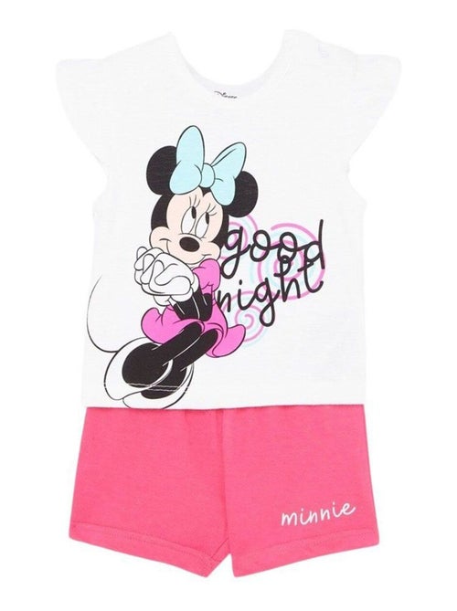 Disney - Ensemble T-shirt et Short bébé Fille Minnie Blanc - Kiabi