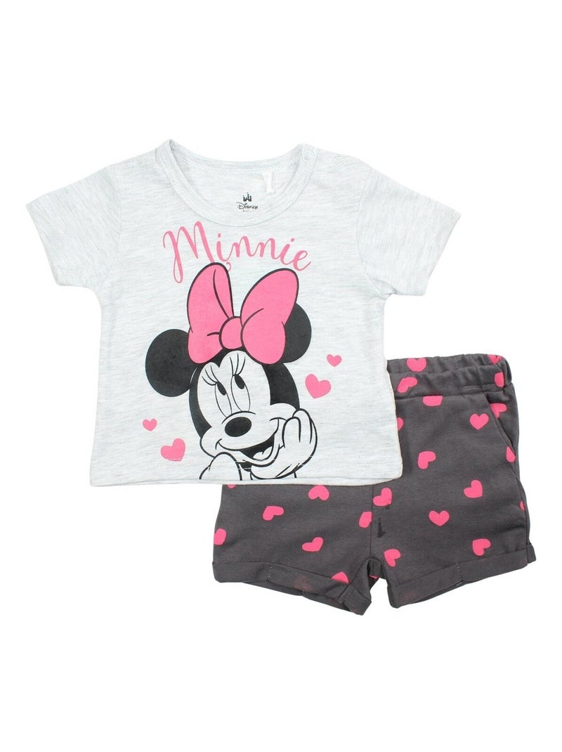Disney - Ensemble T-shirt et Short bébé Minnie Gris - Kiabi