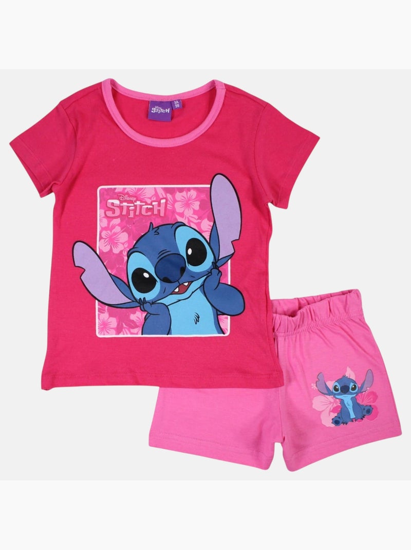 Disney - Ensemble t-shirt et short enfant à motif Rose fushia - Kiabi