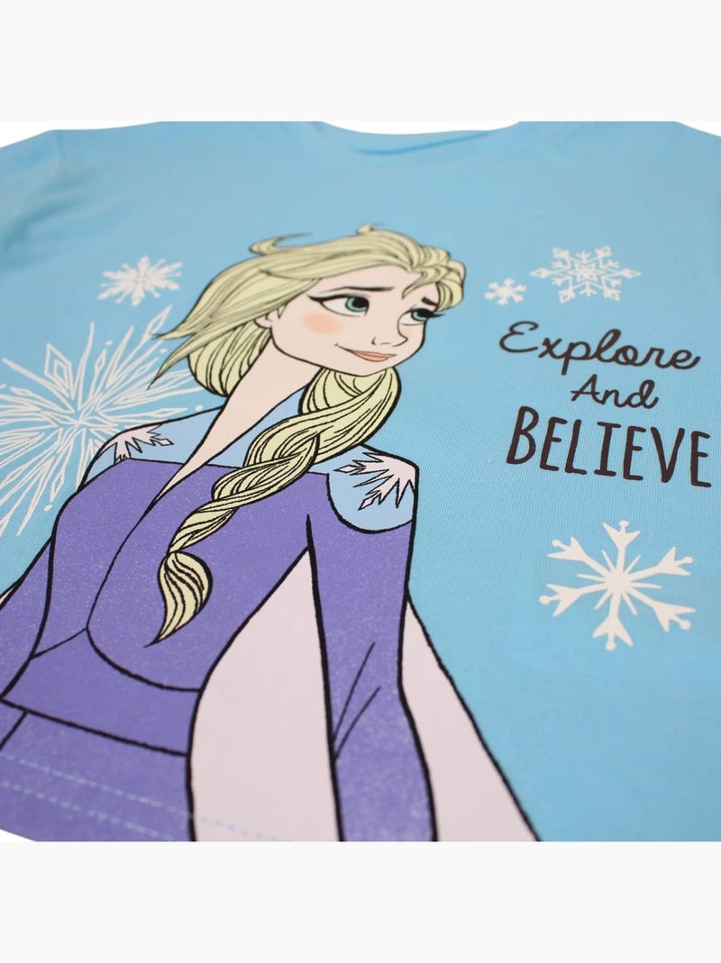 Disney - Ensemble T-shirt et Short Fille La Reine des Neiges Bleu - Kiabi