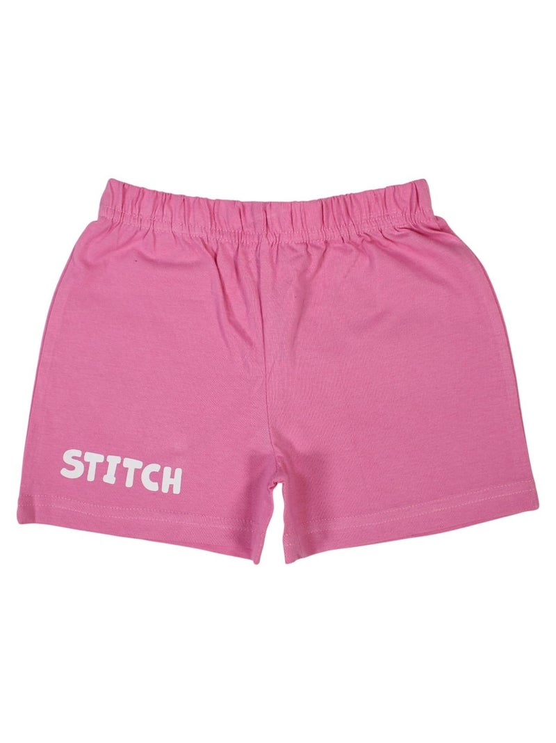 Disney - Ensemble T-shirt et Short Fille Lilo et Stitch Rose - Kiabi